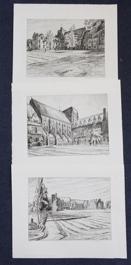 Edgar Holloway (1914-2008) Ardingly College 3 etchings.